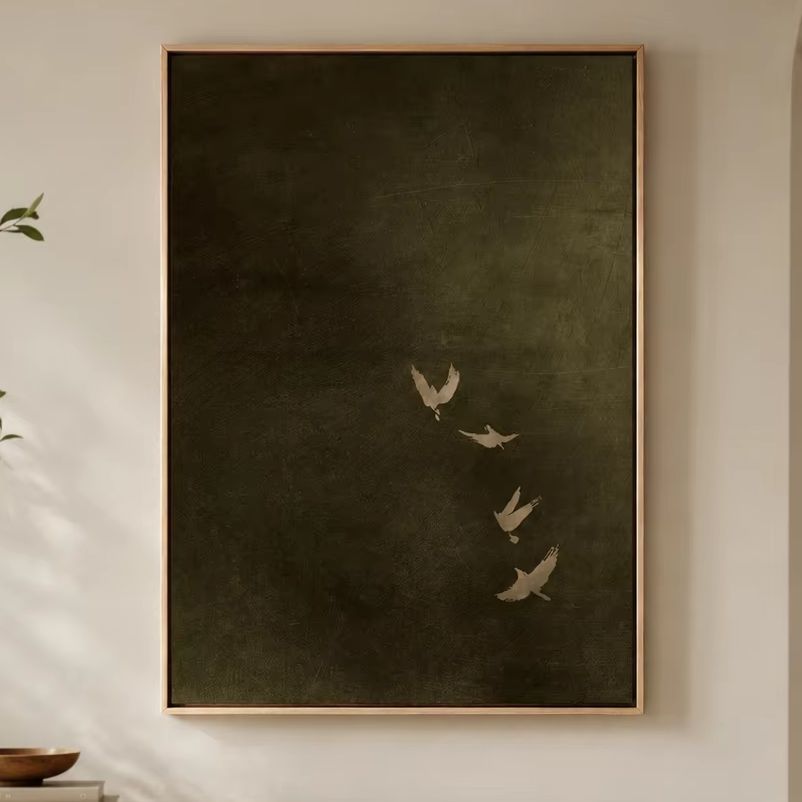 Photography Night - Quadro su Tela con Uccello Verde