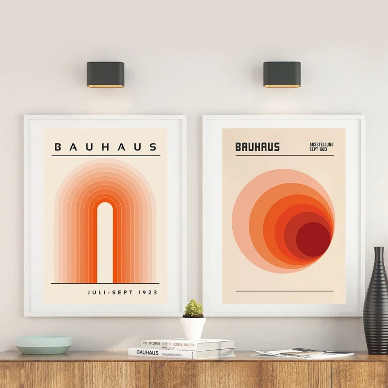 Photography Geometry - Arancione Bauhaus Stampe d'arte retrò Mostra